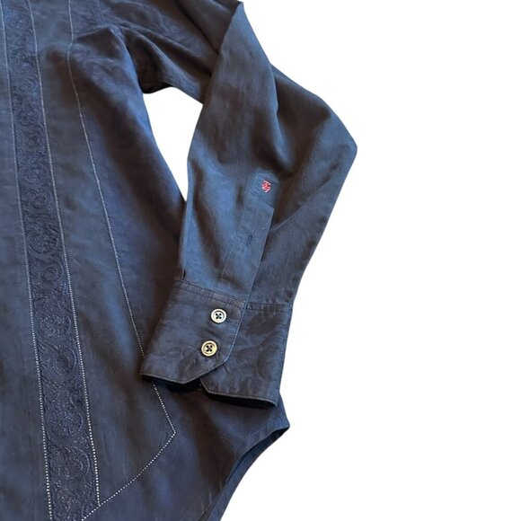 Robert Graham Navy Button-Down Shirt Long Sleeve Paisley Stripe Size Large NWOT - Picture 3 of 15